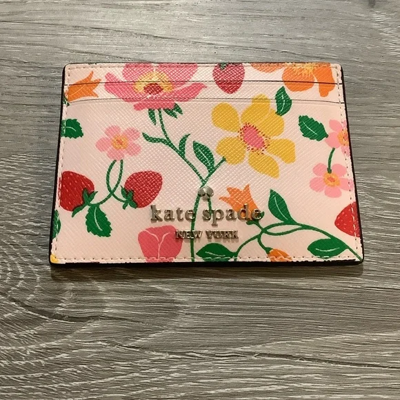 Kate Spade Floral Card Holder - Pink, Yellow, and Green - Picture 1 of 6